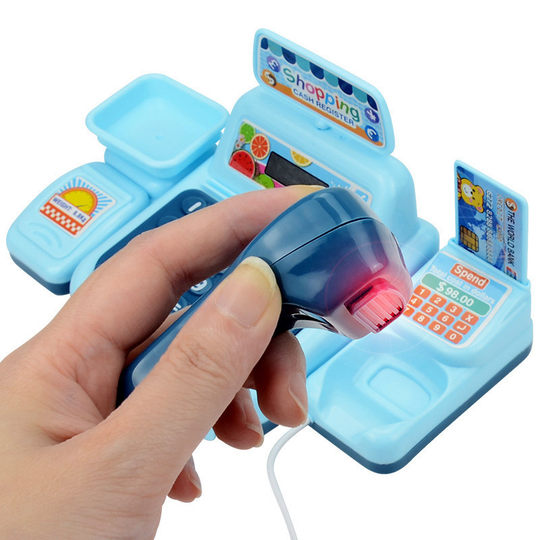 Cross-border Hot Sale Children's Simulation Supermarket Cashier Set Simulation Scanning Card Cash Register Play Home Toys