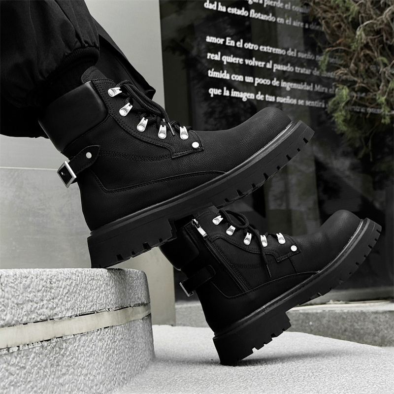 マーティンブーツ男2024新型英倫風工装靴復古高組靴アウトドア登山靴66590-j