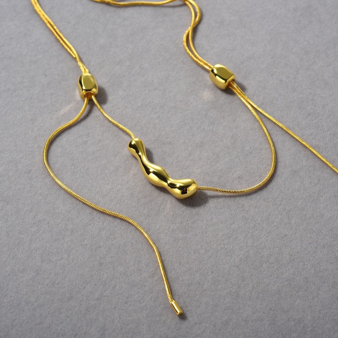 Adjustable Pull Chain Clavicle Necklace, Long Necklace Classification Women's Brass 18K Real Gold Plated Platinum Plated Geometric Lines Adjustable Pull Chain Clavicle Necklace Long Necklace Brass Jewelry
