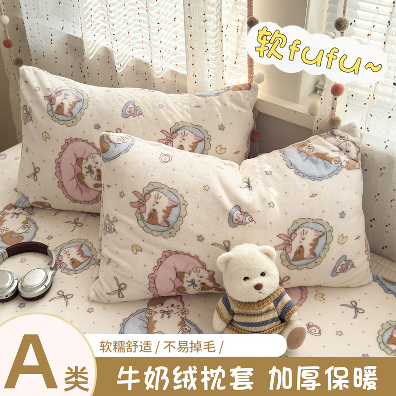 Milk Velvet Pillowcase Winter Thickeneded Coral Velvet Single Pillowcase Home Student Dormitory 48X74Cm Pillowcase