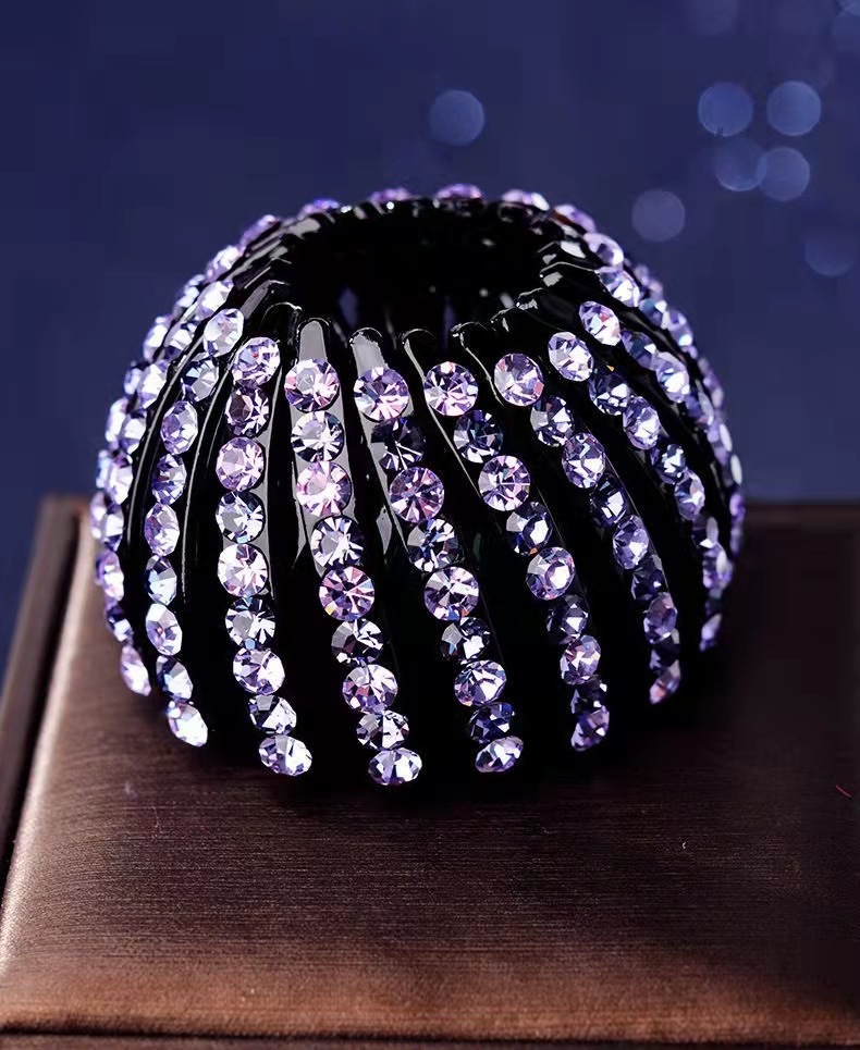 Corea del Sur corbata femenina alta Cola de Caballo Nido de Pájaro anillo de pelo clip de rhinestone horquilla tocado todo partido updo cabeza de bola fija