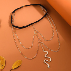 歐美跨境新款腿鏈 沙灘誇張性感彈力繩蕾絲多層金色蛇腿鏈批發