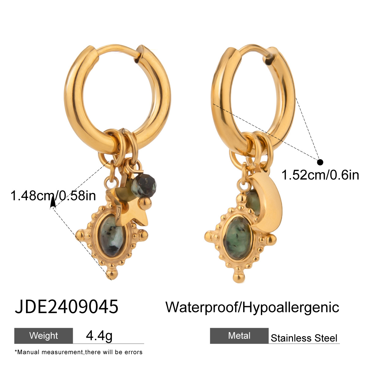 9g Weight PVD Coated Gold Plating Process 304 Stainless Steel Ear Needle Material Real Gold Plated Plating Material Charm Sleeper Hoop Earrings, Drop Earrings Classification 1 Pair Quantity Holiday, Street Occasion 304 Stainless Steel Material Geometric, Sun, Moon Pattern All Seasons Season Women's Gender Retro, IG Style Style Waterproof Non Tarnish, Plating Craft PVD Coated Real Gold Plated Geometric Sun Moon 304 Stainless Steel Retro IG Style Waterproof Non Tarnish Charm Sleeper Hoop Earrings Drop Earrings 14