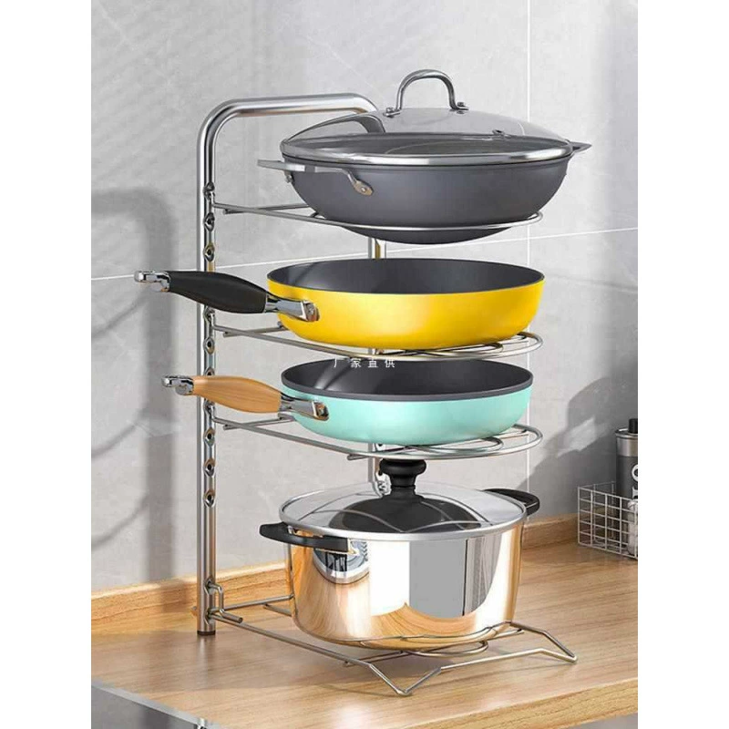 Стойка для кастрюль из нержавеющей стали, стойка для кастрюль, железная кастрюля, кухонная полка для хранения, бытовая многослойная столешница, оптовая цена
