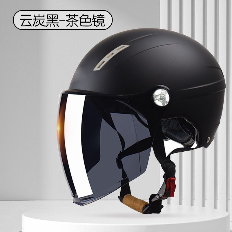 Motosiklet kaskı (dəbilqə) – Universal Half Helmet Motorcycle - 3c-certified-x9-cloud-black-sunscreen-long-visor