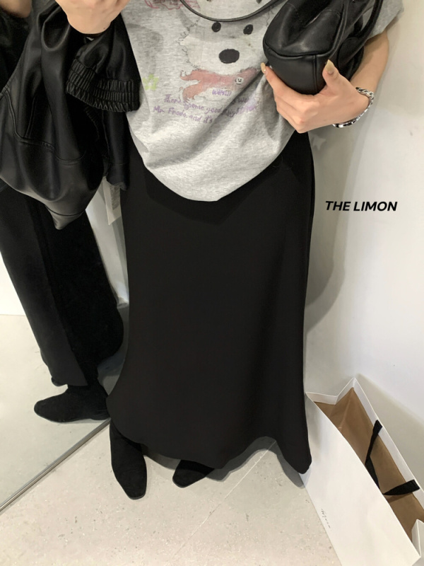 THELIMON柠檬绿茶女2025秋季女韩系简约百搭气质鱼尾裙包臀半身裙|undefined