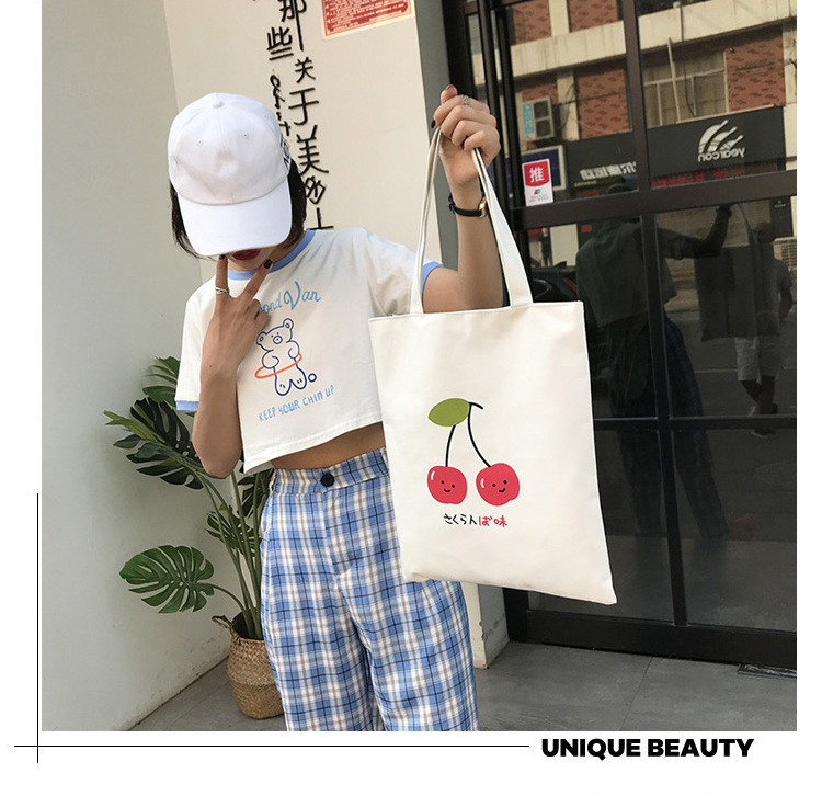 153g Weight Polyester Lining Material Sewing Thread Fashion Element Zipper Closure Type Double Shoulder Straps Strap Type Tote Bag Bags Type Casual, Daily Occasion Nylon Material Cherry, Fruit, Flower Pattern All Seasons Season Women's Gender Cute Style Square Shape Women's Nylon Cherry Fruit Flower Cute Sewing Thread Square Zipper Tote Bag 1
