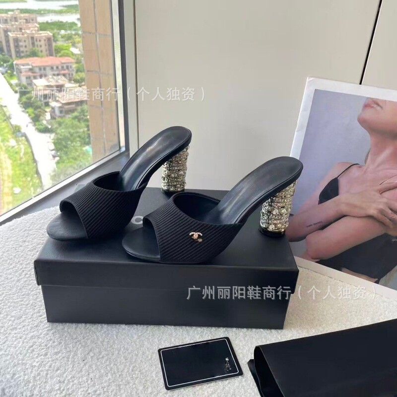 Small Perfume Diamond Pearl High-Heeled Slippers for Women 2026 Summer New Fashion Diamond Open-Toe Sandals for Women Small Perfume Diamond Pearl High-Heeled Slippers for Women 2026 Summer New Fashion Diamond Open-Toe Sandals for Women