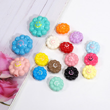 亚克力太阳笑脸花通孔珠项链手机链钥匙扣DIY车挂包饰品配件批发