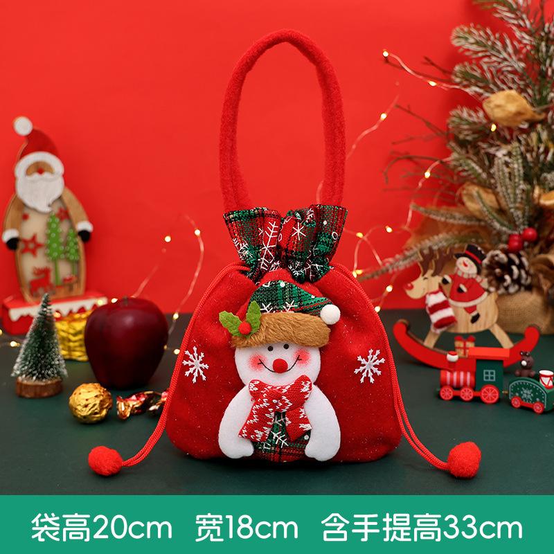 新しいクリスマスのリンゴの袋の綿布の箔押しの口のプレゼントの袋は蝶結びのクリスマスの子供のキャンディーの贈り物の袋を持ちます。|undefined