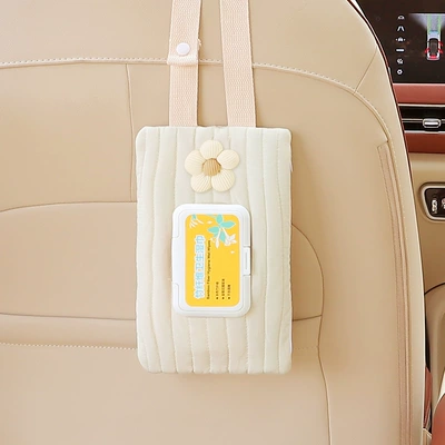 Car tissue box/set Hanging Wet Tissue Bag Car - cotton-five-petal-flower
