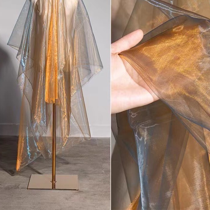 Two-color Glaze Yarn Transparent Crystal Yarn Streamer South Korean Yarn Gradient Magic Color Encryption Organosa Lace Gauze Fabric Two-color Glaze Yarn Transparent Crystal Yarn Streamer South Korean Yarn Gradient Magic Color Encryption Organosa Lace Gauze Fabric