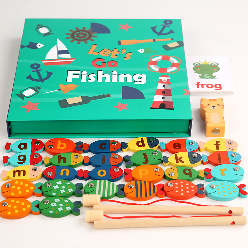 Juego de palabras de pesca magnética para niños kindergarten bebé educación temprana inteligencia cognitiva-beneficiando juguetes multifuncionales para padres e hijos