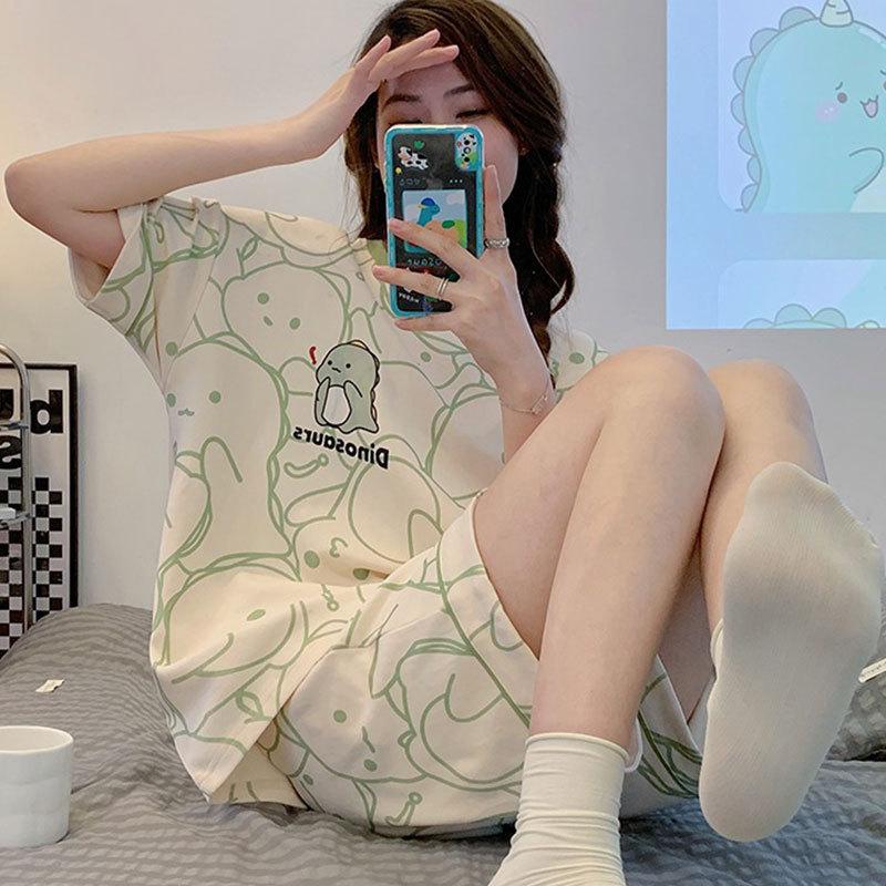 2026 New Summer Pajamas for Women, Cute Short-Sleeved Shorts, Girls' Home Wear Sets, Cross-Border Foreign Trade Wholesale