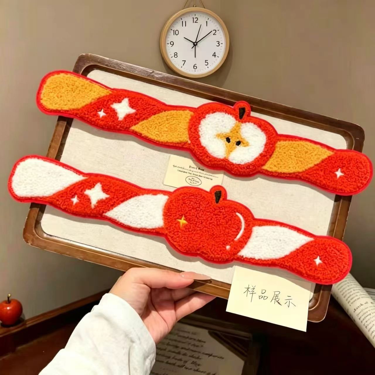 Cute Apple Magic Hair Stickers Plush Cartoon Bangs Stickers for Girls, Hair Fixing Magic Tape for Side Hair Styling