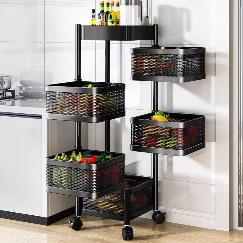 落地蔬菜收纳架调料储物整理架子多用型多层小推车家用厨房置物架