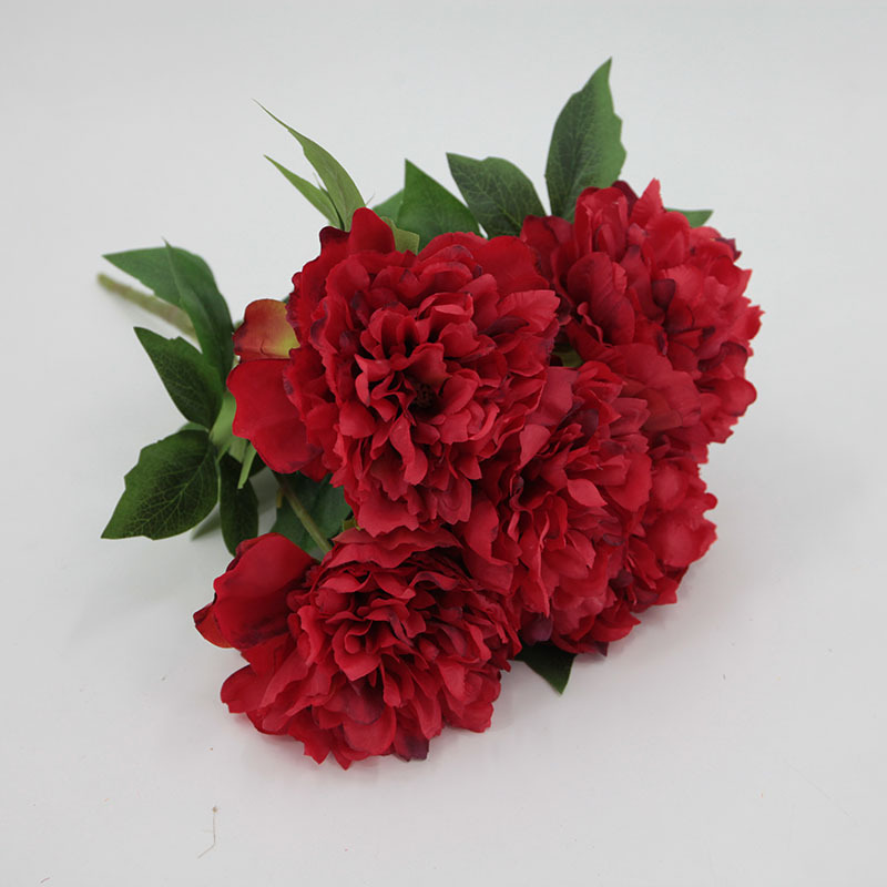 Artificial grande 5-cabeza Peony Flower Home Dress Up falso flor de la boda de tiro de la flor de seda chino peonía mango paquete al por mayor