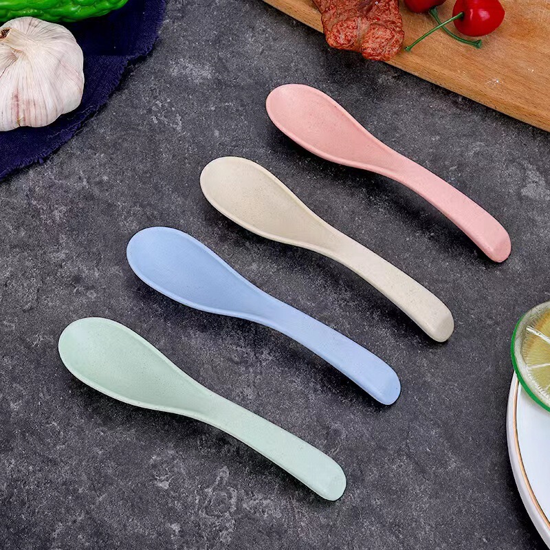 Wheat straw spoon spoon plastic spoon tableware suit Nordic style children's spoon dessert spoon wholesale Wheat straw spoon spoon plastic spoon tableware suit Nordic style children's spoon dessert spoon wholesale