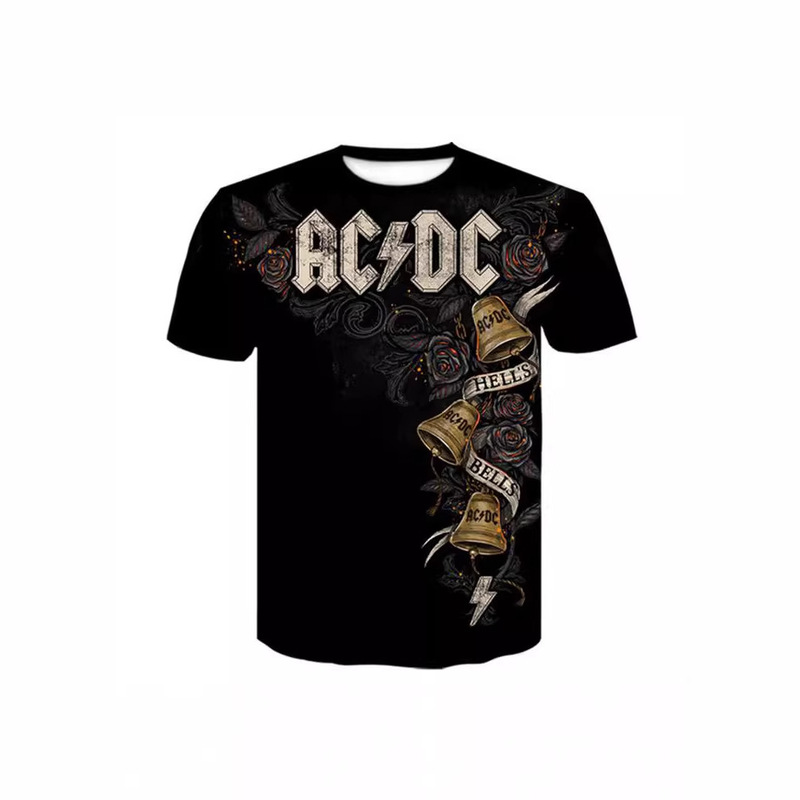 Summer Cross-borDer T-shirt European anD American Action ACDC Series Digital 3D PrinteD Men's Street Short-sleeveD Sports T-shirt Top