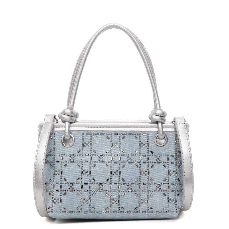 Bolsa de mano de denim para mujeres 2025, nuevo bolso de hombro de tendencia retro de verano, bolso de taladro caliente de alta calidad para mujeres