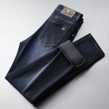 2025秋冬新款牛仔裤男士高档深蓝色商务牛仔百搭舒适直筒中腰男裤