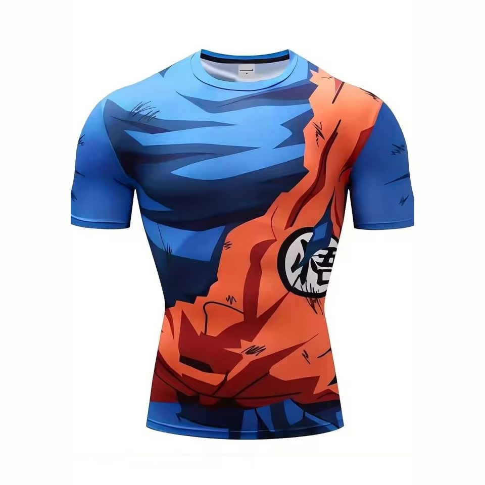 Dragon Ball Wukong 3D impreso personalidad de la calle de los hombres suelta transpirable hombro de manga corta cuello redondo camiseta en stock