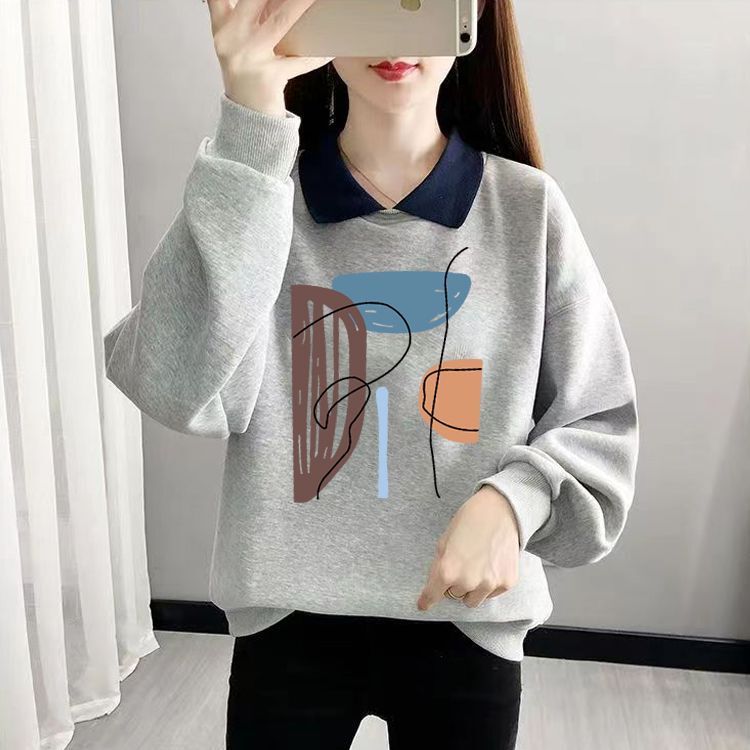 Spring and Autumn New Age-Reducing Doll Collar Sweater Women's Velvet Winter Style Korean Style Top Casual Women's Clothing