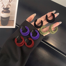 s925秋冬新品夸张毛绒耳饰耳圈潮韩国网红ins小众设计感学生耳钉