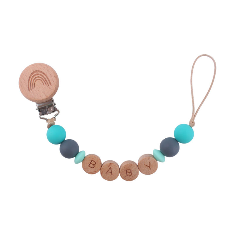 Nuevo bebé suministros de dibujos animados haya Arco Iris clip DIY nombre calmante bebé chupete cadena anti-gota cadena