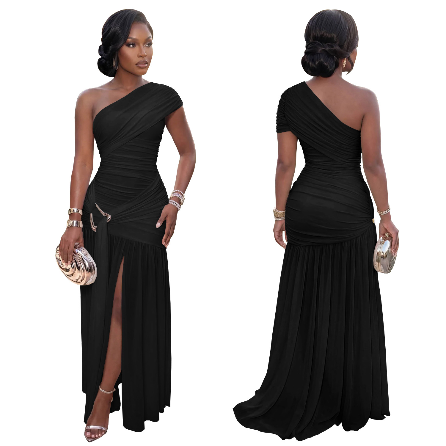 Modisches Damen Kleid Mit Asymmetrischem Ausschnitt Sexy_voghion.com