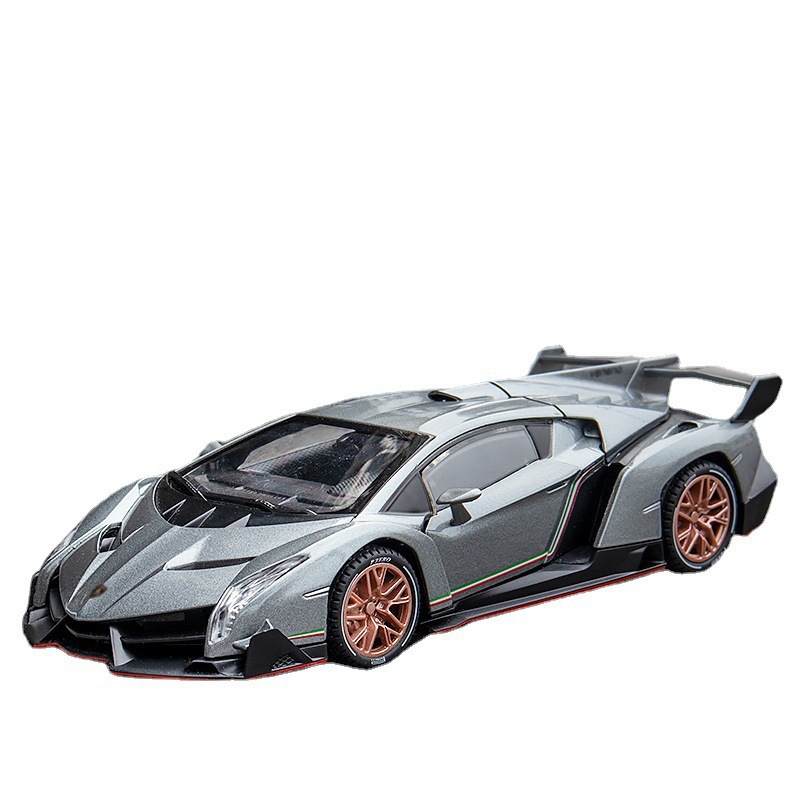 Modelo de coche de aleación de simulación de coche 1:24 Rambo Poison Sports Car Retroceso con sonido y luz Coche de juguete Decoración de modelo musical