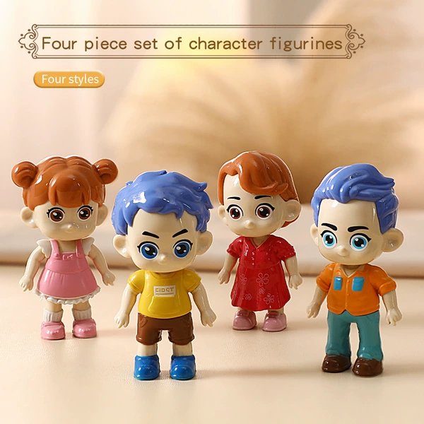 Family of four doll characters