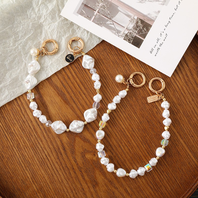 Creative New Pearl Handbag Chain Bag Phone Charm Handmade Beaded Chain Phone Strap Accessory