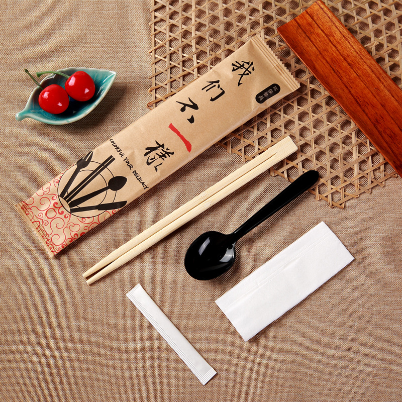 一次性筷子四件套套装餐具勺子餐具包批发外卖打包竹筷纸牙签厂家