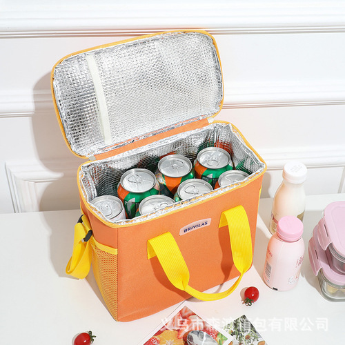 Outdoor ice bag, Oxford cloth thickened aluminum foil thermal bag wholesale, square large capacity lunch thermal bag