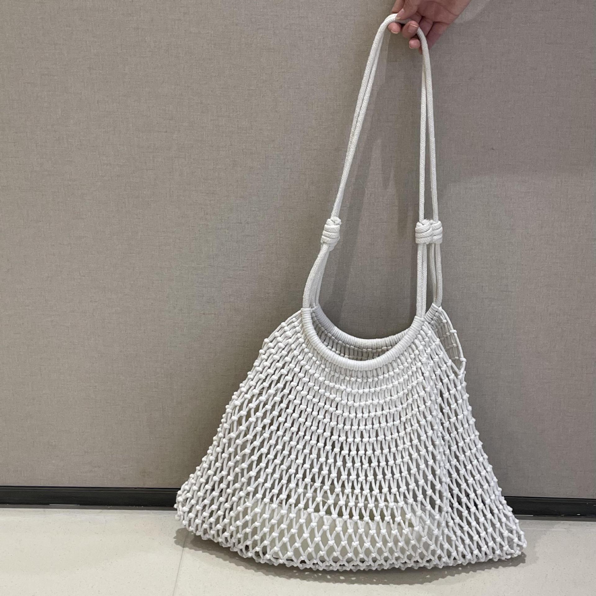 New Trendy Large-Capacity Beach Vacation Woven Bag Casual Shoulder Tote Bag with Inner Bag Hollow Straw Woven Women's Bag