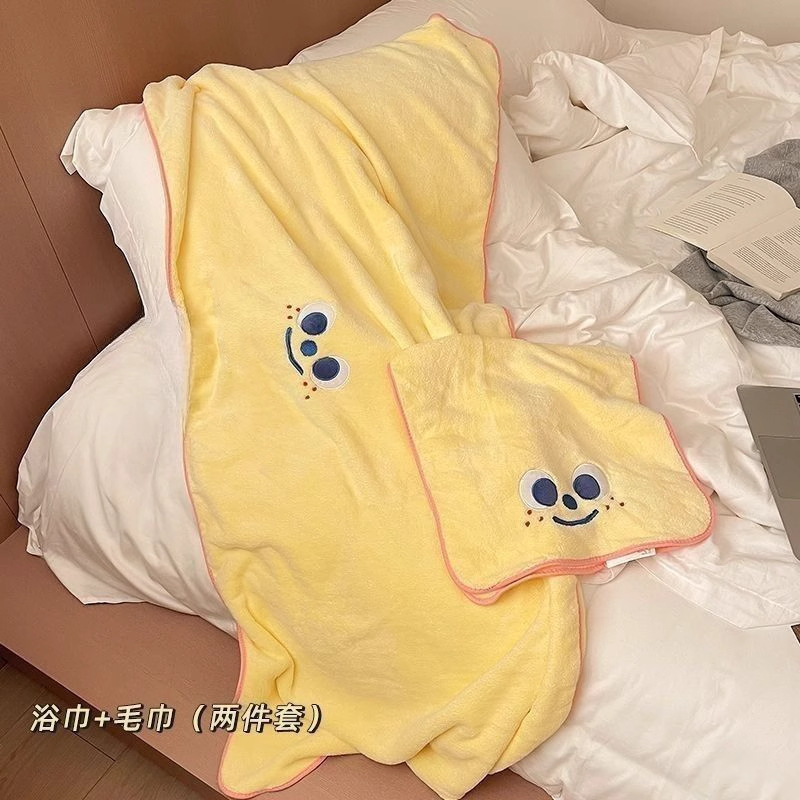 かわいいバスタオル、バスローブ、ウェアラブル速乾バススカート、女性用全身ラップ、家庭用タオル、ヘアドライキャップ、寮3点セット|undefined