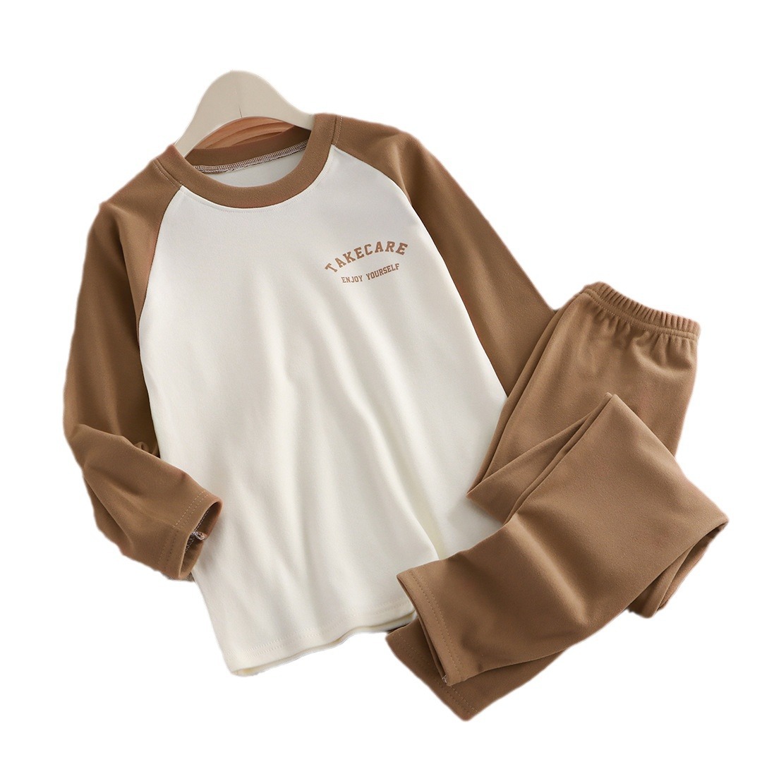 Niños de hombro chaqueta de terciopelo de otoño pantalones de otoño otoño invierno nuevo niño calentamiento ropa interior conjunto de ropa doméstica de niñas ropa infantil