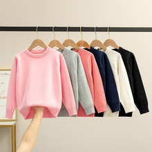 新款儿童毛衣秋英伦女童针织衫男童毛衣中大童保暖圆领打底衫批发