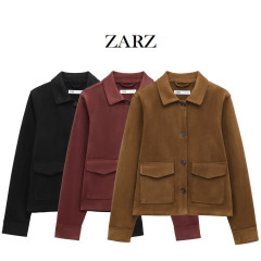 ZARZ自作欧米風新型女装クラシックファッションベルベット質感効果コート4344622