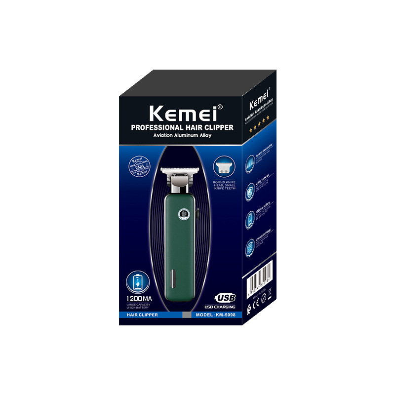Kemei cortapelos eléctrico KM-5098 luminoso LOGO de alta potencia Mute cabeza de aceite talla Clipper USB profesional cortapelos