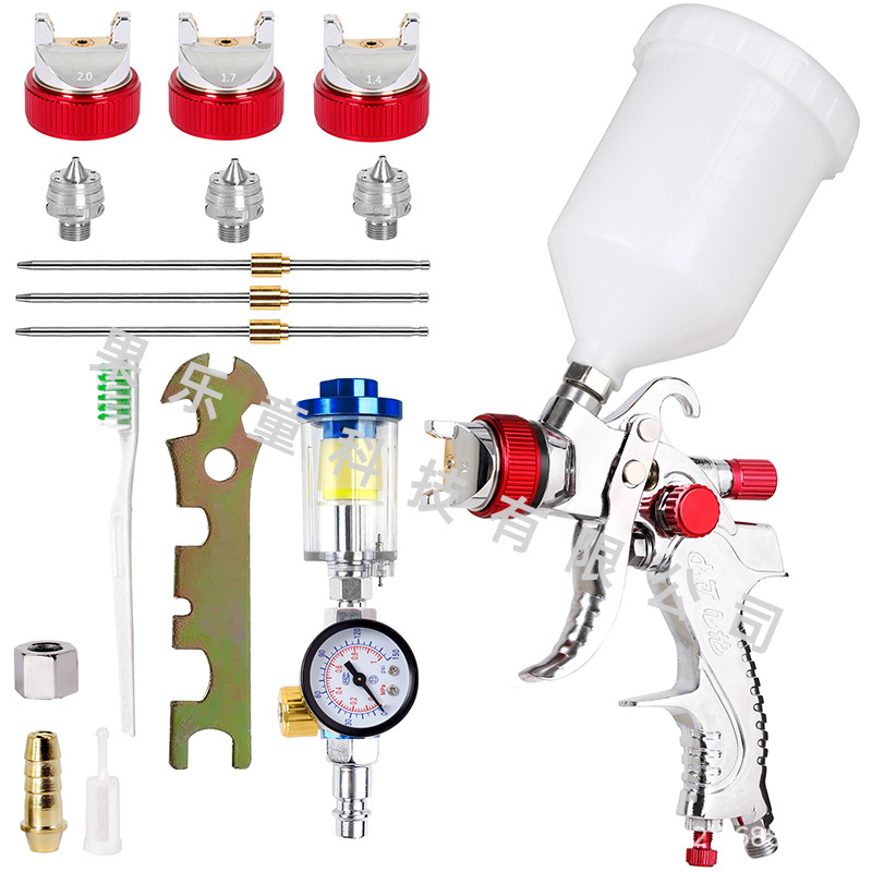 2008 레드 스프레이 건 직경 1.4/1.7/2.0mm + 압력 조절기 + 유수 분리기