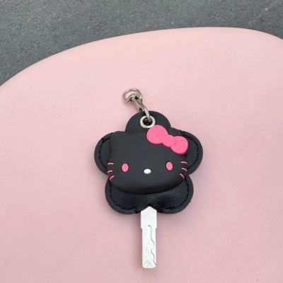 Electric vehicle key cover shell | Key - black-hello-kitty-key-cover