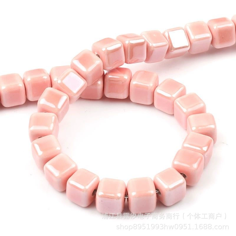 Handmade Ceramic Square Beads, 6/8/10 mm Polished Glazed Cubes for Necklace & Bracelet