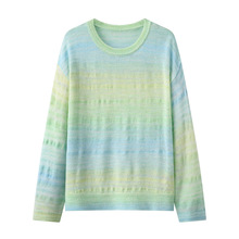 2025春季新款女装气质百搭甜美条纹圆领长袖针织衫上衣1EEF151042