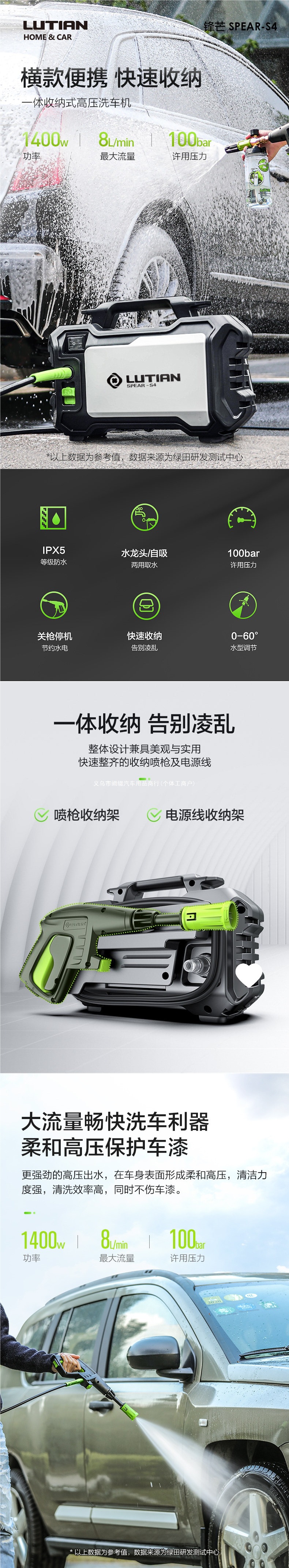 Lutian portable high-pressure water pump for car washing, 220V household use, fully automatic new model, high-power car washer