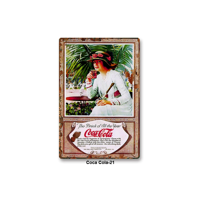 Металлическая настенная табличка Coca Cola, жесть 20×30 см, винтажный ретро стиль