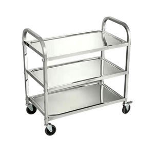 Thickened Stainless Steel Dining Cart for Hotel and Canteen, Large Mobile Food Delivery Cart, Bowl Collection Cart