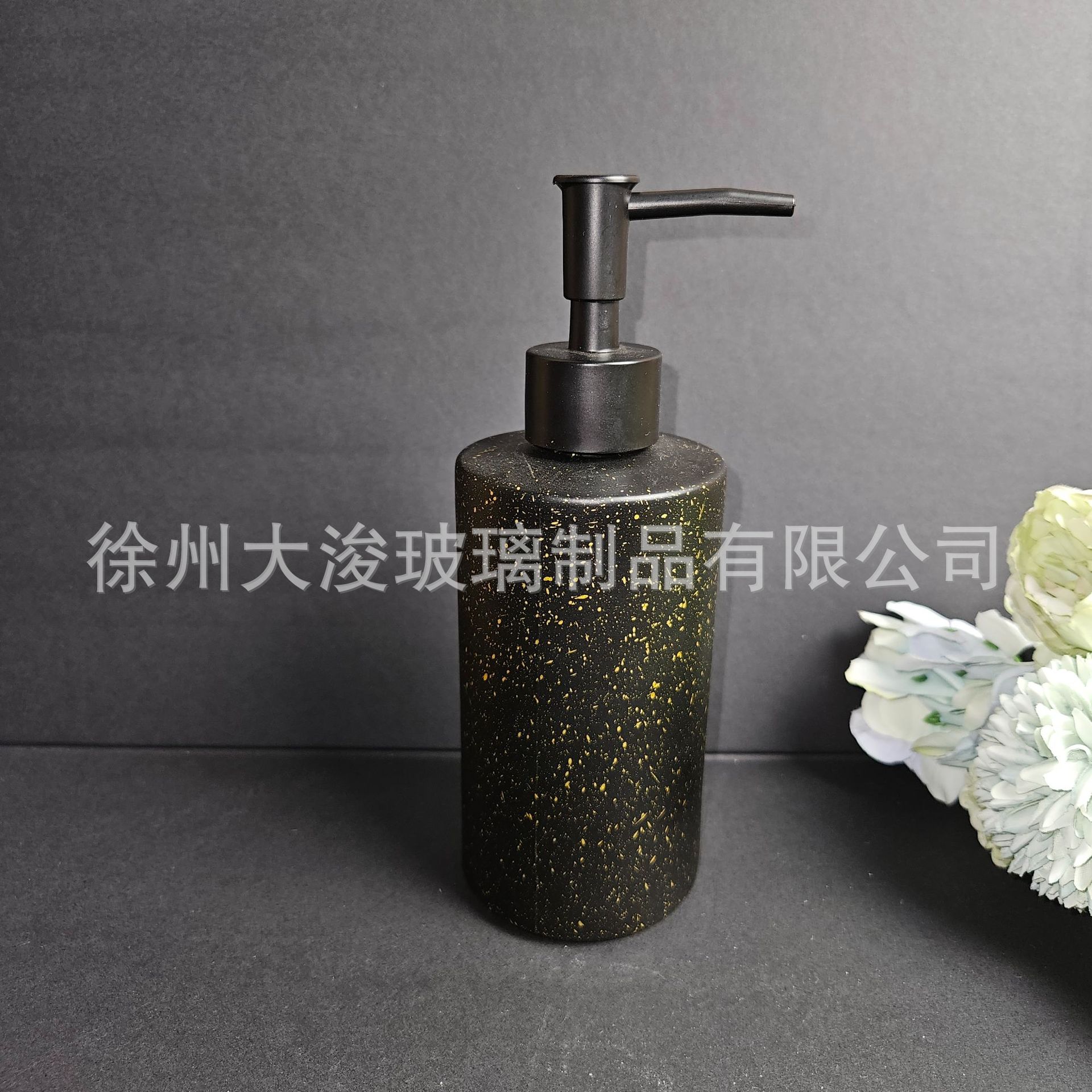 Botella de jabón de vidrio de cerámica imitación, botella de desinfectante para manos, champú para el baño, botella de baño de 350ml líquido image 9