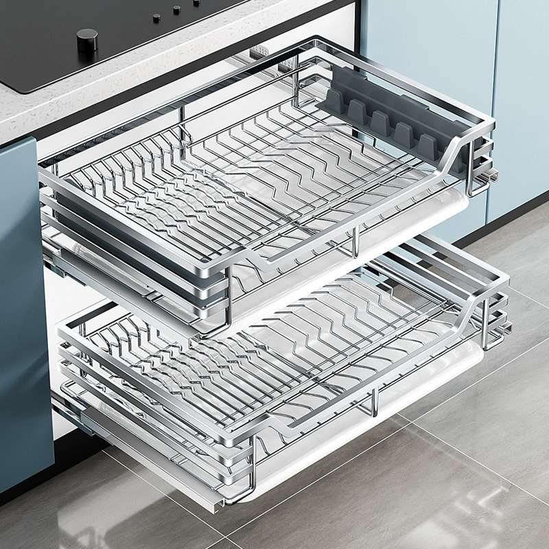 Корзина Mugosha, кухонный шкаф, корзина для мисок, корзина для мисок из нержавеющей стали 304, квадратная сталь, двухслойный шкаф для специй, кухонный шкаф, посуда и миски